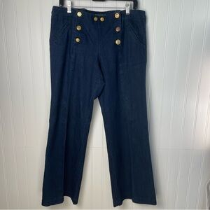 Kenar Nautical Wide Straight leg Dark Wash Sz 10 Front Button Placket Closure‎